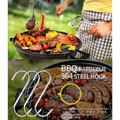 Köttkrokar i rostfritt stål, slaktkrokar, 10 st, 12 cm 1