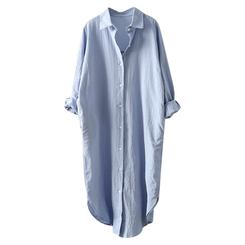 Blusa de mujer de algodón de manga larga con escote en V.
