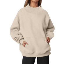 Felpa da donna a maniche lunghe, girocollo, vestibilità ampia, casual