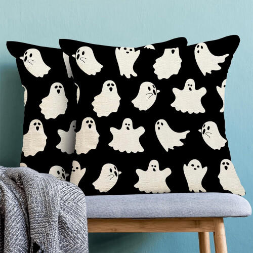 Μαξιλαροθήκες για Halloween από λινό Ghost 20x20 σετ των 2 1