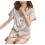 Dame silke satin pyjamassæt beige M 1