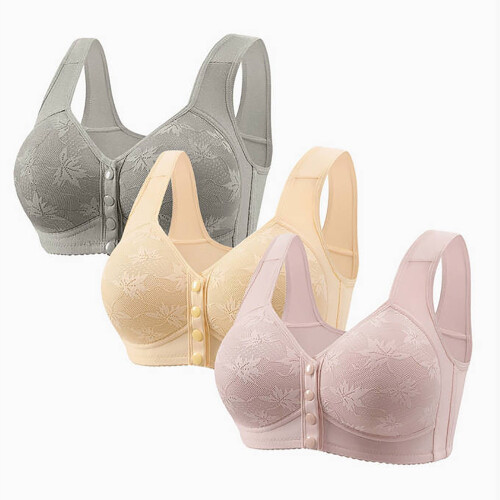 Bralette Daisy Bra con cierre frontal, sin aros, cómodo, paquete de 3