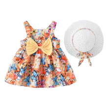 Ärmelloses Tutu-Sommerkleidchen mit Strohhut für Babys, Größe