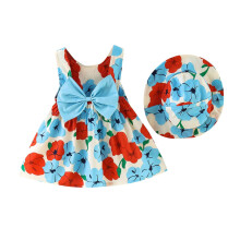 Boho-Kleid mit Blumenmuster und passendem Hut für 1-2-Jährige