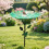 Solar LED Bird Bath Outdoor Decor Rustic Metal 1 Piece 7