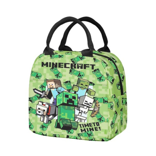 Conjunto de mochila Minecraft3D para crianças com lancheira e 1