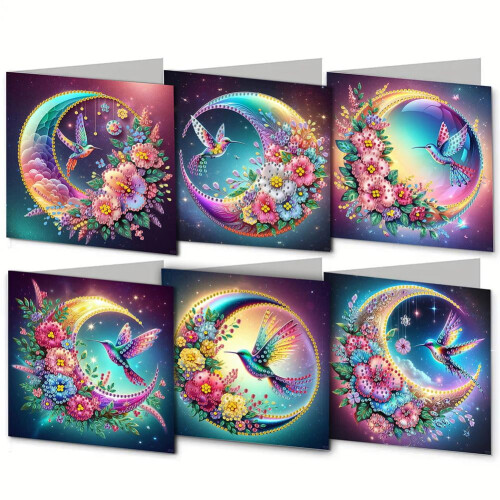 Κιτ ευχετήριων καρτών Diamond Art DIY Χειροποίητο 6 τεμάχια
