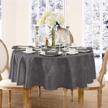 Grå damask oval dug 60x84 tommer