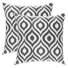 Kussenhoes van katoen met Ogee Ikat-patroon, grafietgrijs, 20x20 inch (verpakking)