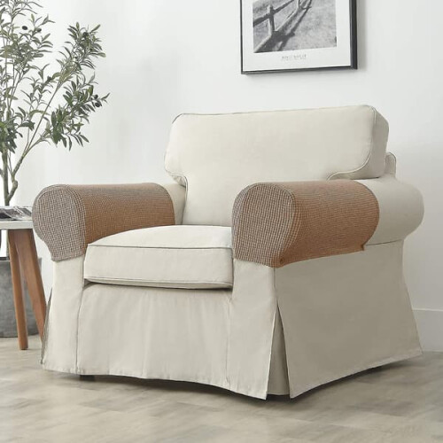 Armleuninghoezen voor fauteuil, elastisch, camelkleur, 1 paar 2