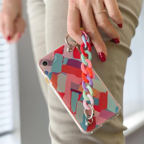 Étui de téléphone multicolore avec chaînette pour Samsung Galaxy S21+ 2