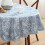 Toalha de mesa oval de flanela com estampa de videira azul em vinil, 60x84 polegadas. 1