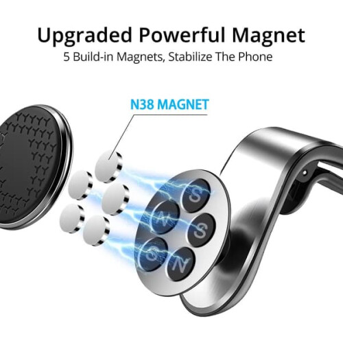 Magnetic Car Phone Holder Air Vent Mount Silver 1