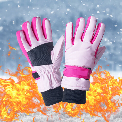 Varme, vanntette vinterhansker for barn, rosa 1