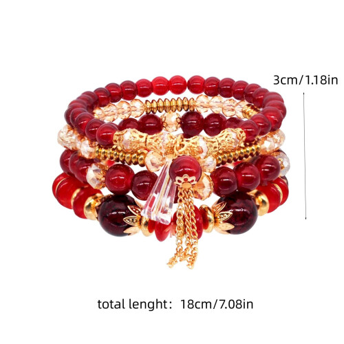 Set di 4 braccialetti boho con perline e cristalli 2