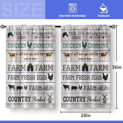 Cuirtíní Cistine Feirme Rooster Rustic Tacar Sraitheanna 36 Orlach 2