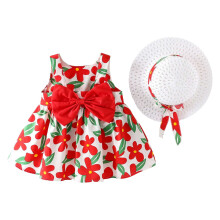 Vestido de princesa floral para niñas, sin mangas, corte A, de verano.