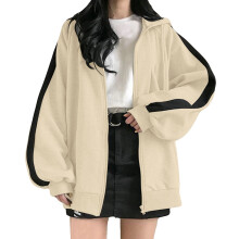 Dameshoodie met rits, oversized, effen sweatshirt