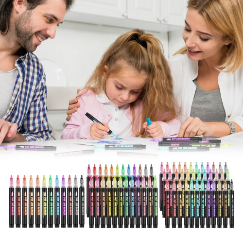 Kunstmarker Metallic-Schimmer Doppelkontur 24 Farben 2
