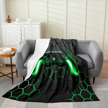 Pelihuopa Fleece 60x80 tuumaa Vihreä Harmaa Kuusikulmainen