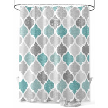 Marokkaans geometrisch douchegordijn in turquoise, 72x84 inch