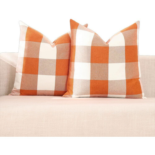 Orange buffelprydda örngott 18x18 set om 2