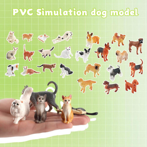 Minihundfigurer handmålade plast 12 st 2