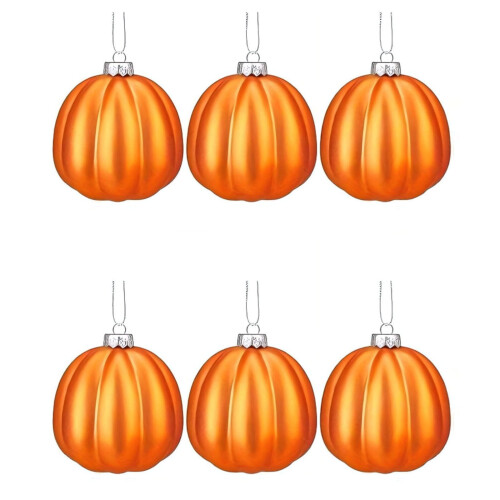 Orange Mini Pumpkin Hanging Ornaments 6 pcs