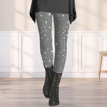 Dameslegging met paillettenprint in zilver