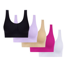 Naadloze, draadloze sportbeha voor dames, verpakking van 5 stuks, XXXL