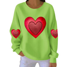 Naisten pitkähihainen valentinesydäncollegepaita ribbineuleella ja pitkähihaisella kauluksella