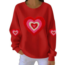 Naisten pitkähihainen valentinesydäncollegepaita ribbineuleella ja pitkähihaisella kauluksella