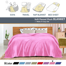 Coperta in pile rosa di flanella, formato king size, 108x90 pollici