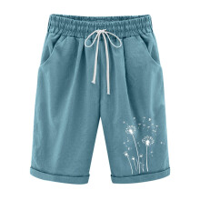 Dames linnen shorts, zomerse casual katoenmix, elastisch
