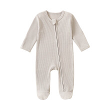 Baby-Einteiler aus Baumwolle, langärmeliger Jumpsuit mit Reißverschluss, 6 Monate