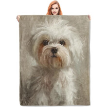 Maltezer honden plaid deken van zacht fleece, 50x60 inch
