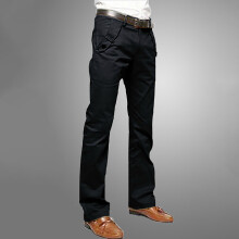 Pantalon slim décontracté à jambes droites pour homme, noir