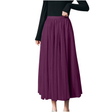 Lässiger, einfarbiger Damenrock mit Blumenmuster, Mesh-Einsätzen und Falten