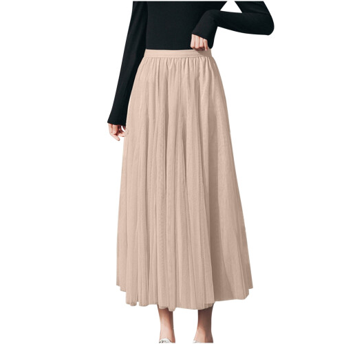 Lässiger, einfarbiger Damenrock mit Blumenmuster, Mesh-Einsätzen und Falten