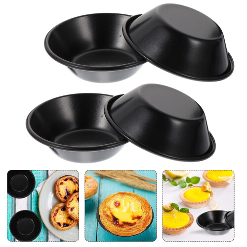 Forma redonda para mini torta de aço carbono preto, 7,6 cm (3 polegadas), pacote com 4 unidades. 2