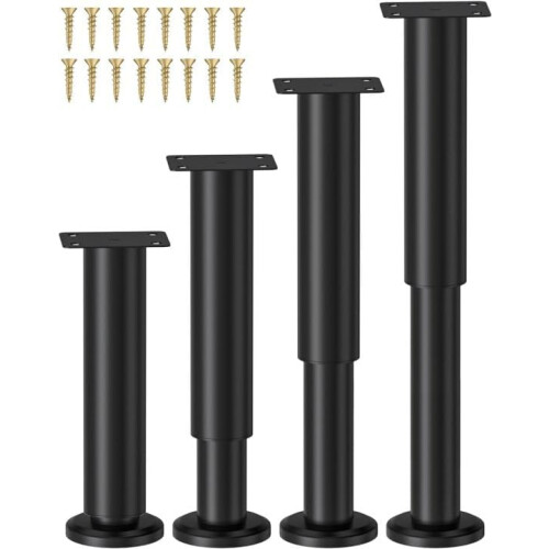 Pés de cama ajustáveis em metal, de 18 a 31 cm (7,08 a 12,2 polegadas), conjunto com 4 peças.