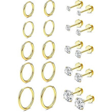 Boucles d'oreilles mini créoles en acier inoxydable 316L doré, 10 paires