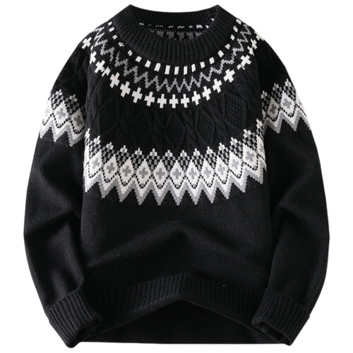 Pull de Noël en maille pour homme, col rond