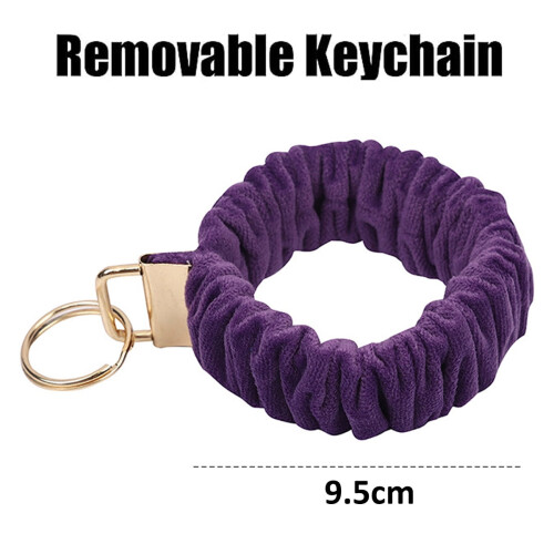 Pulseira feminina roxa com chaveiro, elástica 1