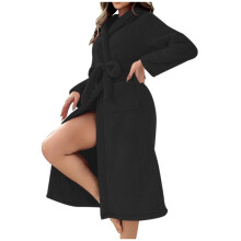 Peignoir de nuit en polaire Ă capuche et ceinture pour femme, tailles S Ă 2XL