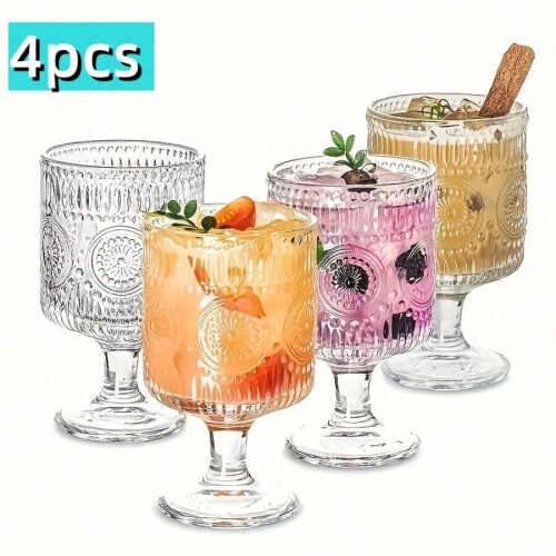 Vintage-Sonnenblumen-Cocktailgläser, 4er-Set