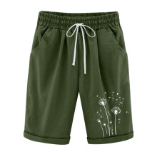Dameshorts i hør med elastik i bomuldsblanding, sommer og afslappet design