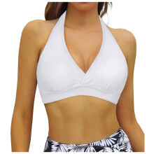 Top de bikini halter para mujer con relleno push-up y fruncido.
