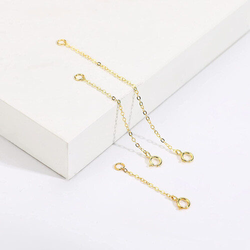 Extensor de collar de plata de ley chapado en oro de 14k (cadena 3) 2