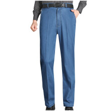 Men's Elastic Waist Straight Fit Jeans High Waist